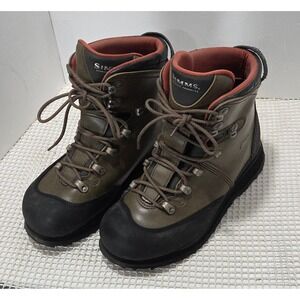 Simms Freestone Boots Mens 11 Brown Leather Fly Fishing Felt Sole Wading Boots